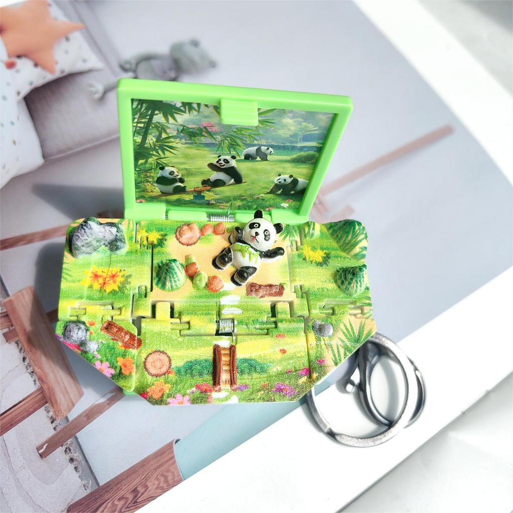 3D Pop-Up Book Keychain: Basketball, Castle, Sailing Ship, Dinosaur, Space Puzzle Pendant