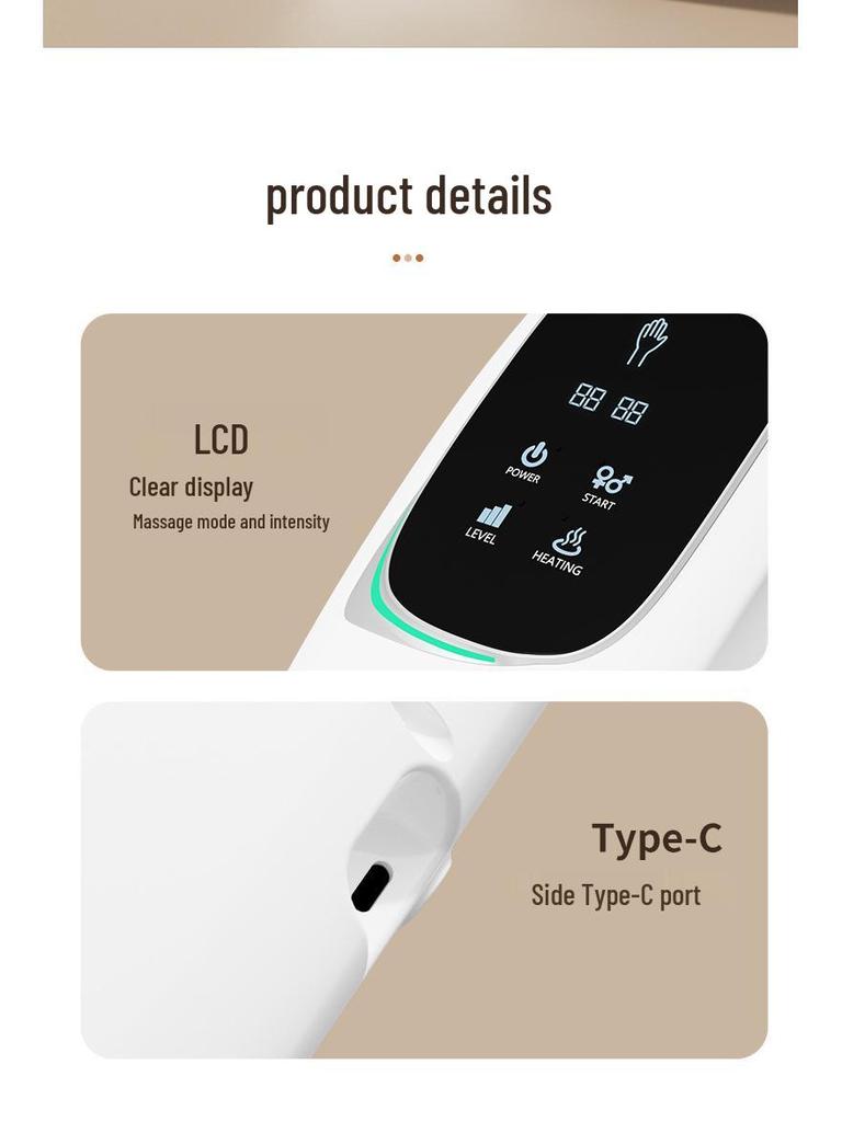 Electric Hand Massager with Airbag, Heat, and Finger Joint Kneading