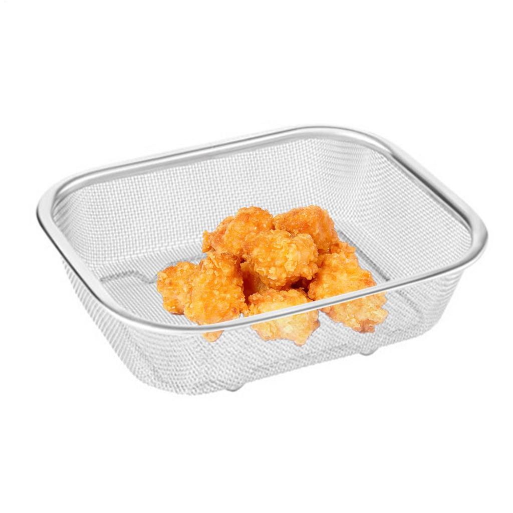 Mesh Basket Fries Holder Stainless Steel  Rectangle Fine Mesh Oil Strainer Vegetable Fruit Colander Strainer Kitchen Tools
