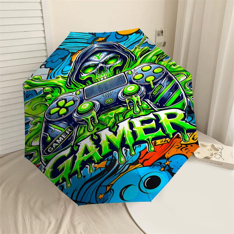 

1PC Gamer Controller Umbrella-8-Rib Reinforced, Automatic Open, Lightweight & Durable, Fashion Accessory for Outdoor, J0422