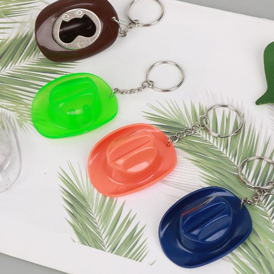 Yousheng 1/2Pcs Key Chain Rustic Western Cowboy Hat 2 in 1 Bottle Opener Keychain Portable Keyring Bar Party Favors