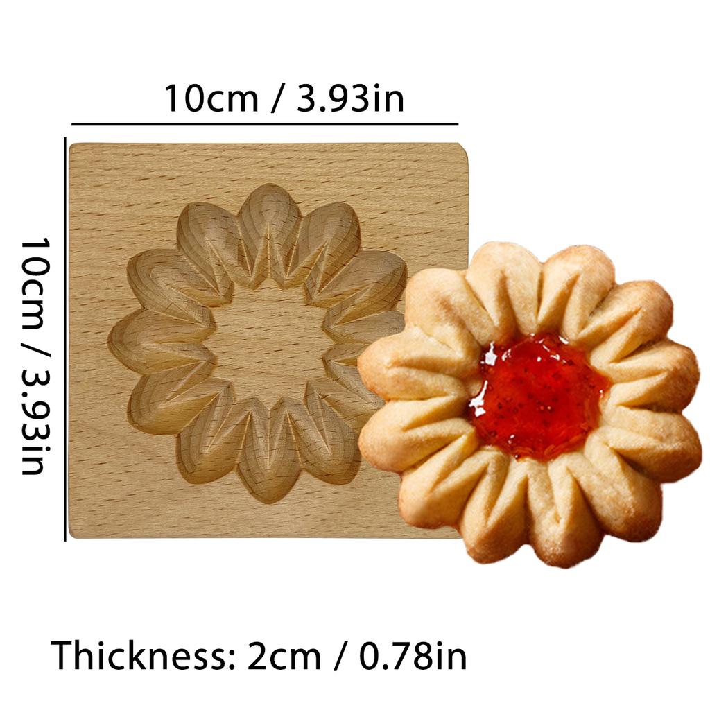 3D Wooden Cookie Cutter Moulds for DIY Baking Engraved Embossed Biscuit Molds for Gingerbread Fondant Christmas Gift Kitchen
