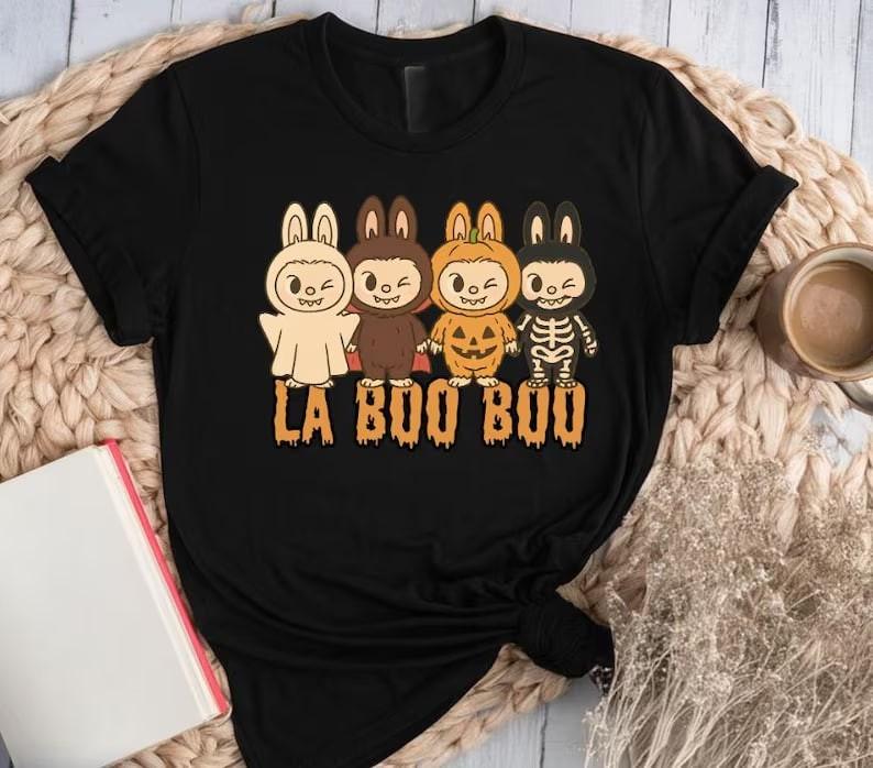 

Lab0b0 Spooky Halloween Shirt for Women Men Cute Ghost Tee Fall Graphic Top S