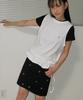 Ronron Ribbon Pattern Denim Short Skirt Deep Black
