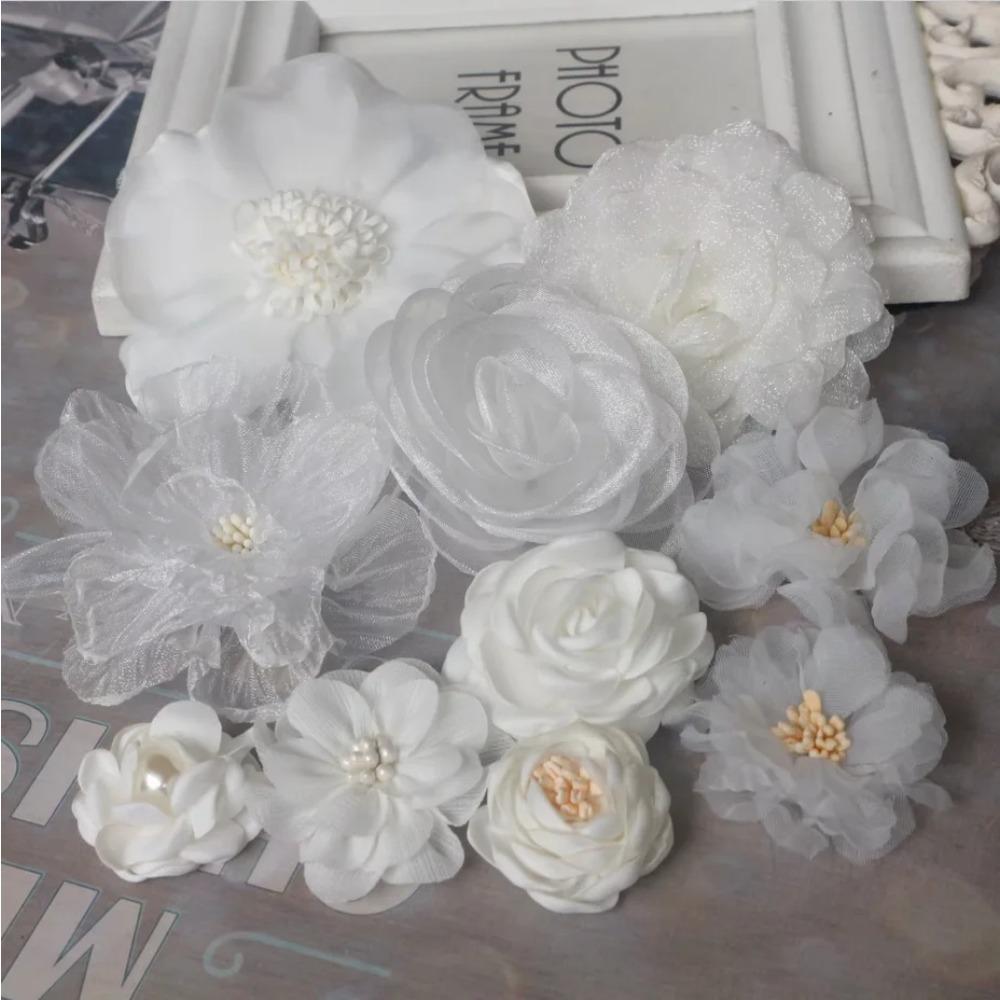 

10 шт./набор Смешанные тканевые цветы Имитация головки цветка Украшение Цветы для DIY аксессуаров