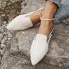 Fashion Women's Baotou Slippers Spring New Pointed Head Deep Mouth Suede Soft Sole Anti-slip Wear-resistant Flat Shoes