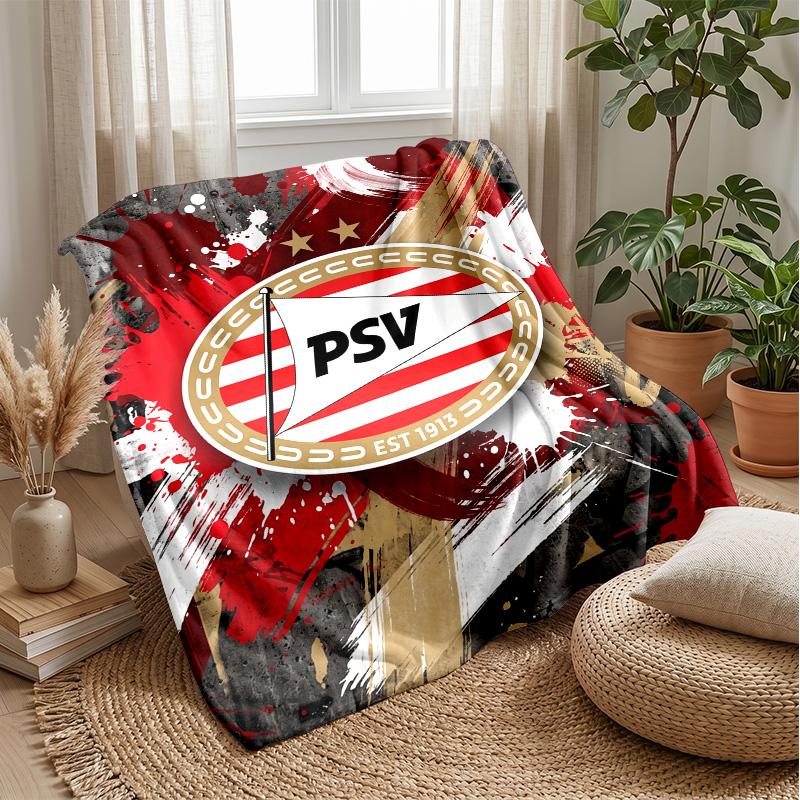 PSV Eindhoven FC Coperta Morbida in Pile di Flanella Leggera Accogliente Calda Coperta da Divano Letto Decorazione per la Casa