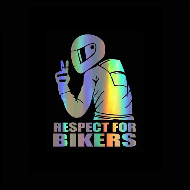 

RESPECT FOR BIKERS Car Motorcycle Sticker Reflective Laser Vinyl Decals Decoration Funny Stickers 15x11CM