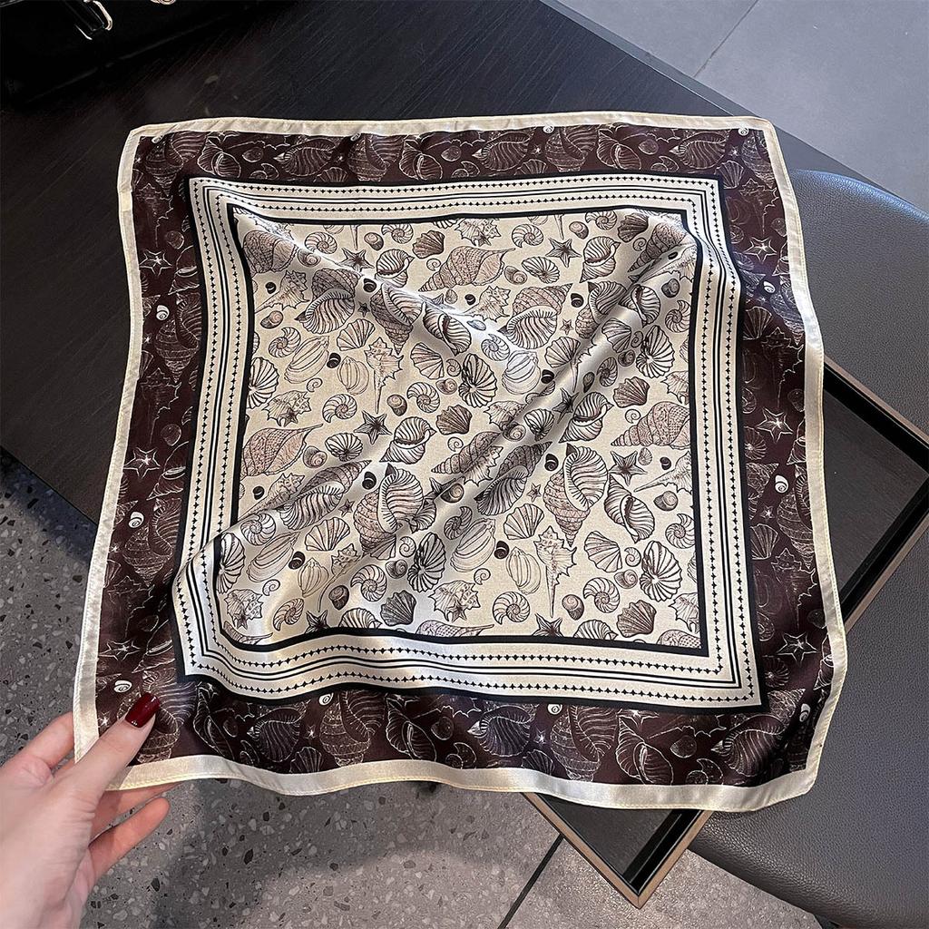 Brand 100% Silk Scarf Women Neck Hair Foulard Square Hijab Print Poncho Scarves Bandana 53cm New Wrap Kerchief Headband Shawls