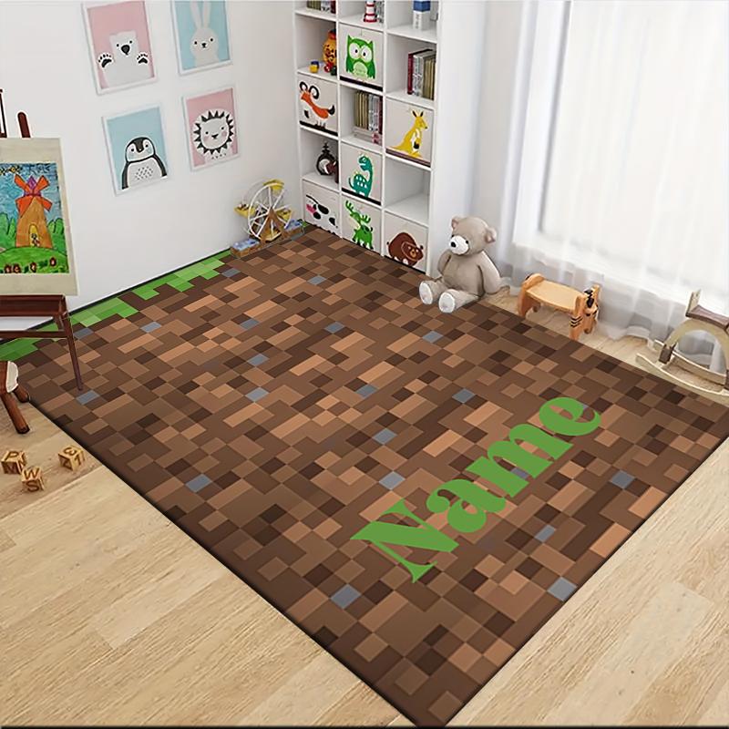 Custom Name Minecraft Adventure Quest Carpet Rug Customizable Soft Washable Anti-Slip Home Living Room Sofa Mats Personalized Rug. 0909408