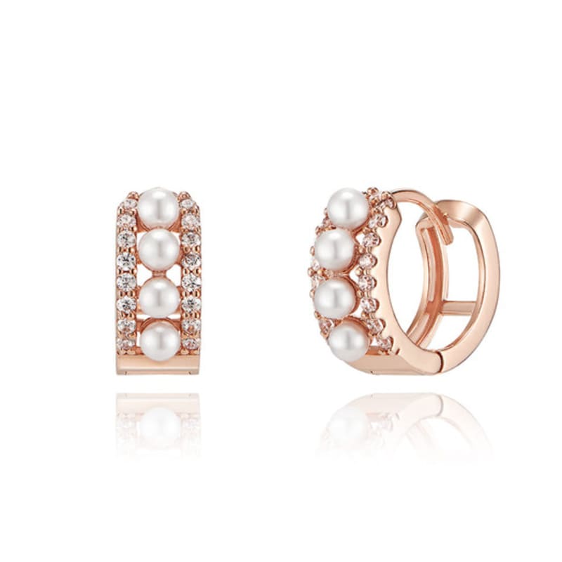 ELLE Jewelry 14K Mixed Pearl Q One-Touch Earrings (Gold Pin) ELGPEE431