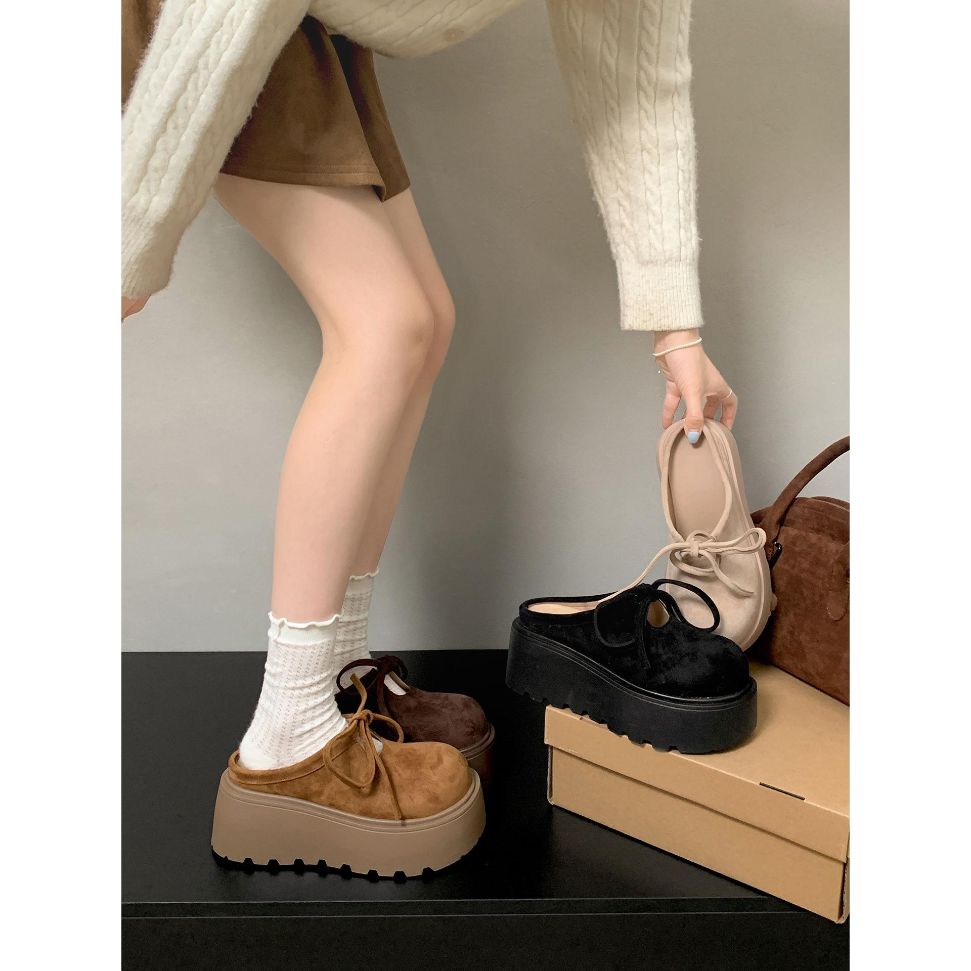 Женская осенняя юбка Queen Fan, босоножки Birkenstocks на толстой подошве, полусапоги, тапочки Baotou 34