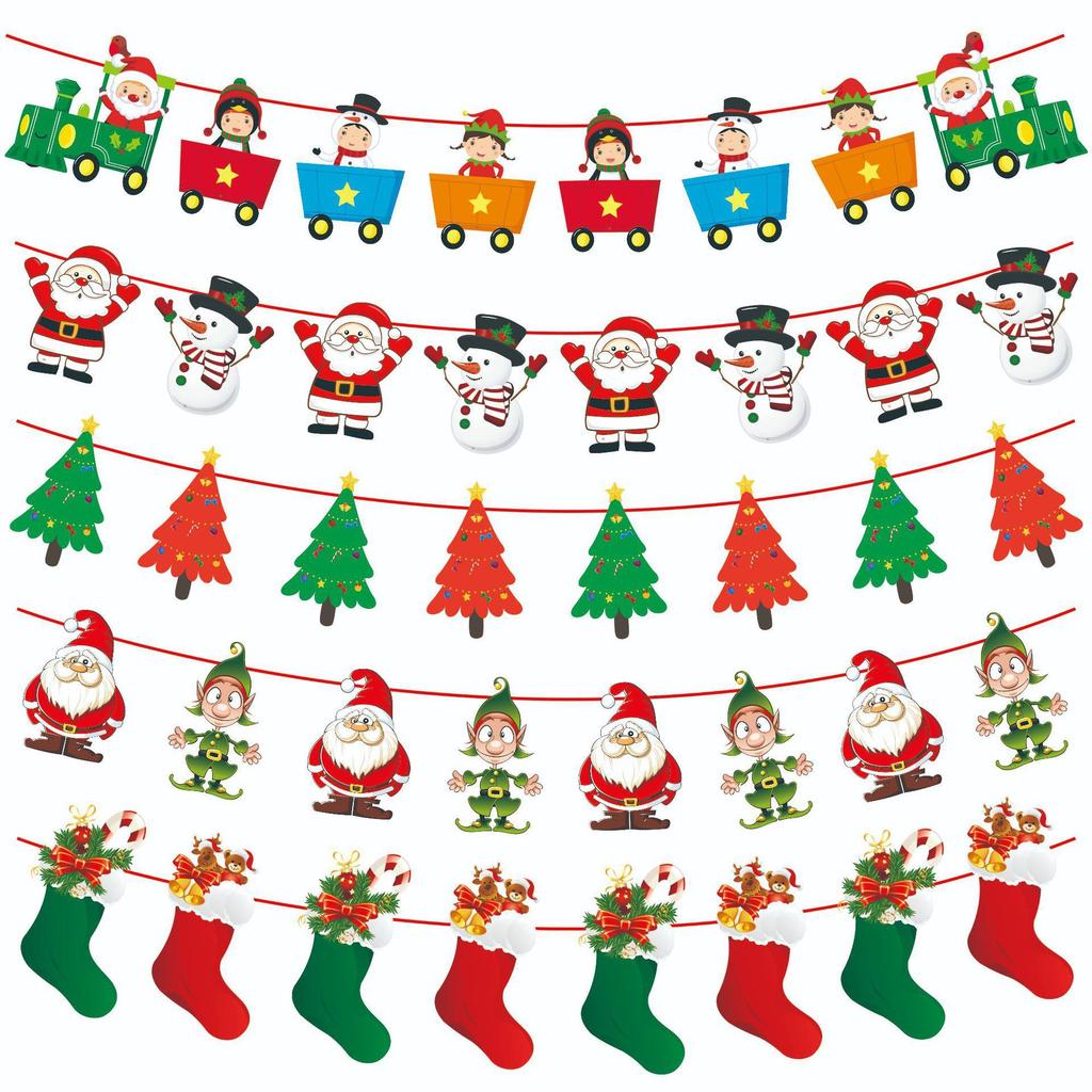 Christmas Hotel Shopping Mall Christmas Tree Socks Elderly Latte School New Year'S Day Party Decoration Flag