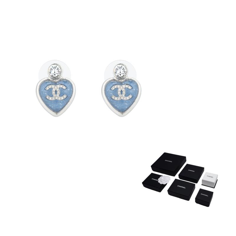 

CHANEL [25P Spring and Summer] Love Design Metal Earrings Women s Blue синій