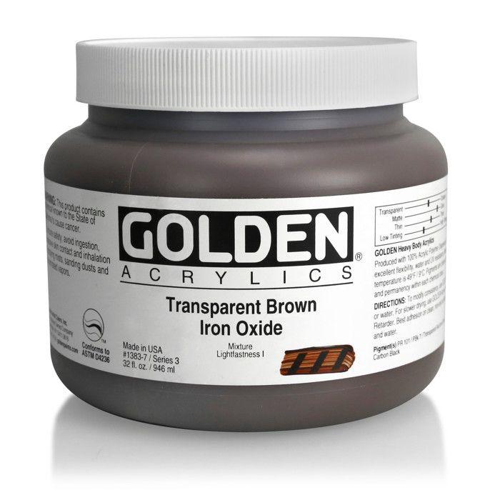 Peinture Acrylic HB Golden 946 ml Oxyde de Fer Brun Transparent S3