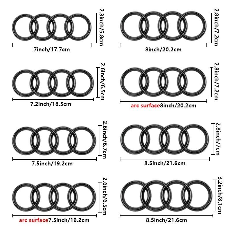 For Audi 8L 4 Rings Logo ABS Chrome Black Car Front Hood Emblem Bonnet Badge Rear Trunk Badge For Audi A3 A4 A5 A6 A7 A1 Q2 Q3 Q5 Q7 Q8 TT