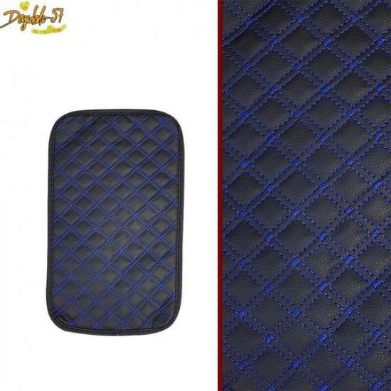 Quilted Embroidery PU Leather Car Armrest Box Cover Pad Center Console Protector