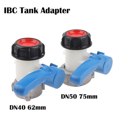 Réservoir IBC 1000 L DN50 75 mm litre 62 mm vers export, vanne papillon mâle 2 pouces