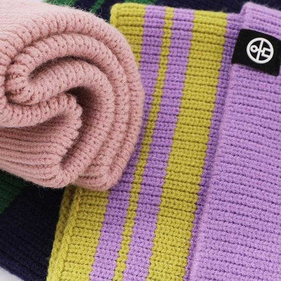 Kids Knitted Headband Wide Edge Elastic Ear Protection Warm Striped Contrast Design Ponytail Opening Headband