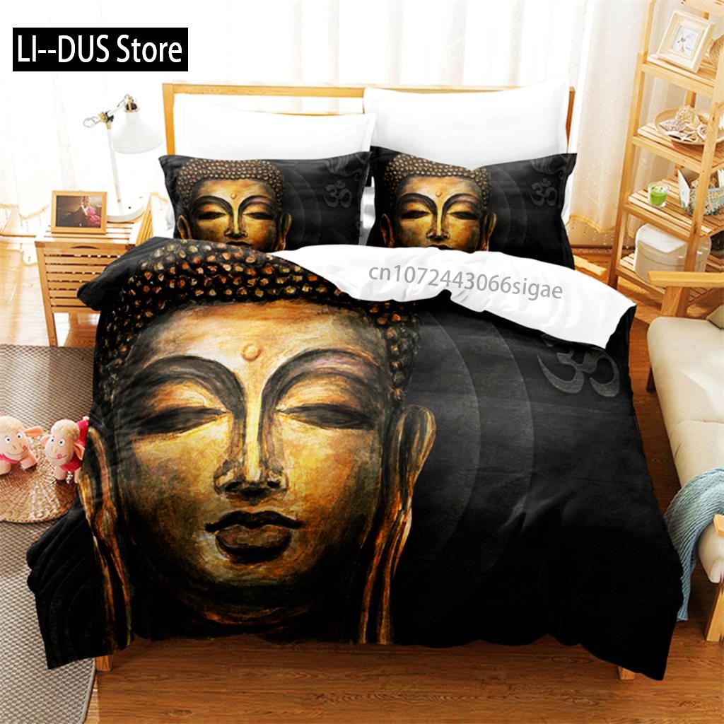 Buddha Statue Bedding Set Duvet Cover Set 3d Bedding Digital Printing Queen Size Bedding Set Fashion Design