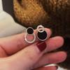 Asymmetric Black Round Stud Earrings Exquisite Small Earrings for Girls Korean Ear Jewelry Unusual Earrings bijoux femme