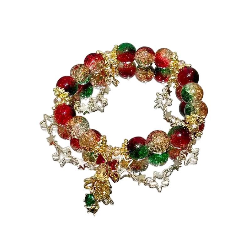 Christmas Luxury Beaded Gingerbread Man Bracelet: Creative Cartoon Ornament
