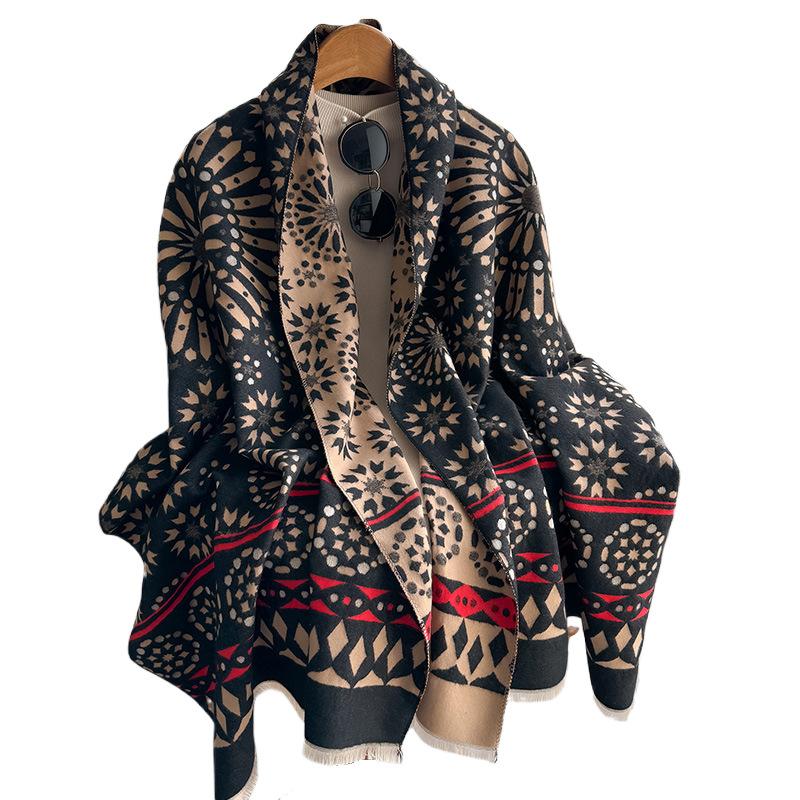 Autumn And Winter Scarf Women'S Cashmere Double-Sided Dual-Purpose High-Grade Texture Shawl Air Conditioner Warm Wool Scarf