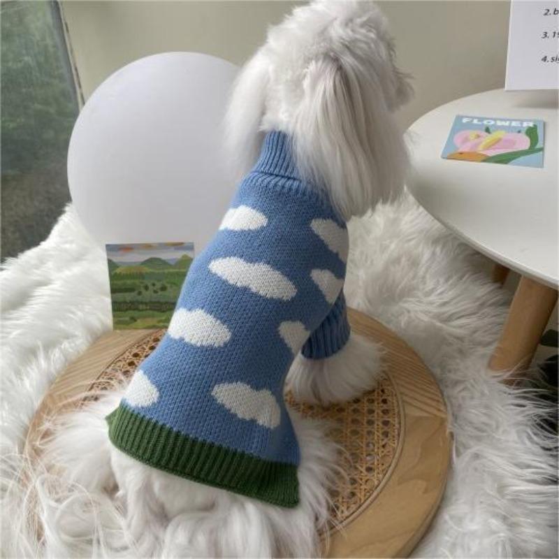 Dog Cloud Sweater Warm Clothing for Cats in Spring Autumn Winter High-necked Pet Clothing Two-Legged Pet Sweater Puppy Clothes
