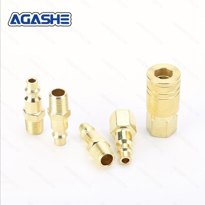 5pcs Quick Coupler Set, 1/4NPT Metal Air Hose Fittings, Universal Thread Standard, Brass Coupler Caps for Air Compressor