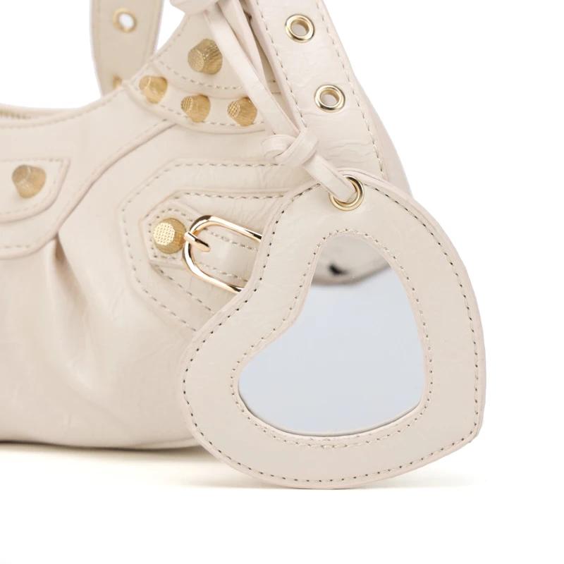 Modna motocyklowa torebka na ramię z nitami jesień i zima nowe damskie miękkie torby kurierskie ze skóry PU