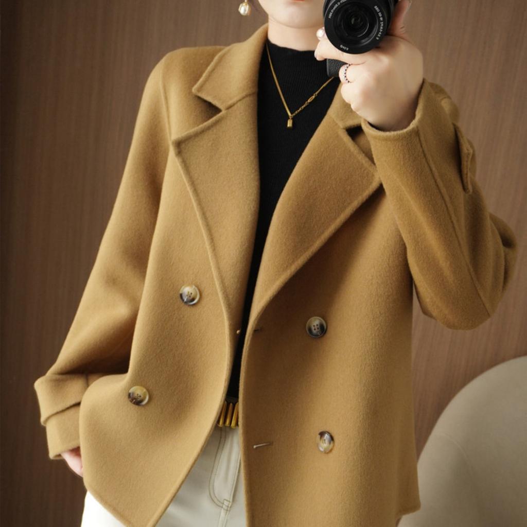 ,Inverno Lento,Vestibilità Cardigan Cappotto in Lana Corto,Lunghezza ,Collo Cappotto in Lana Elegante E Alla Moda Taglie Forti Abbigliamento Donna