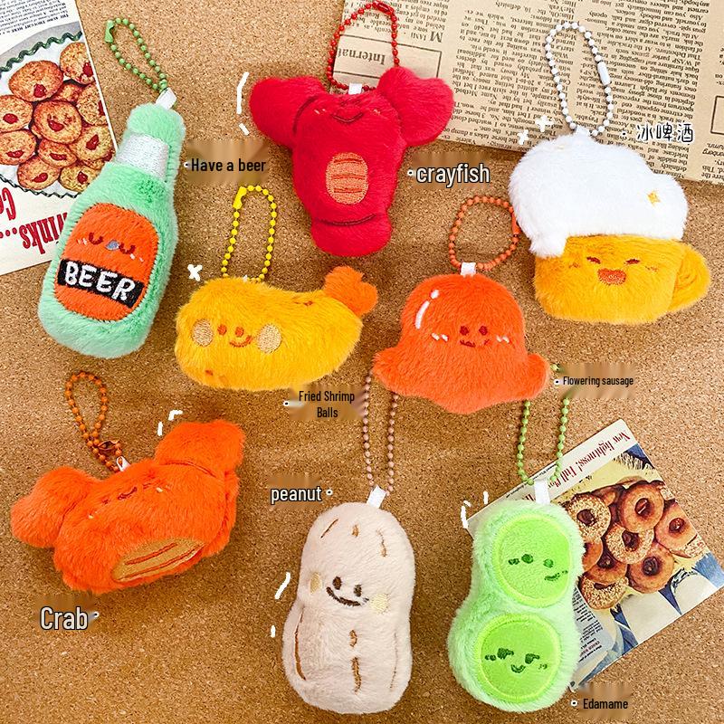 Plush Food Doll Charms: Cute Keychain Ornaments with Squeaky Small Dolls