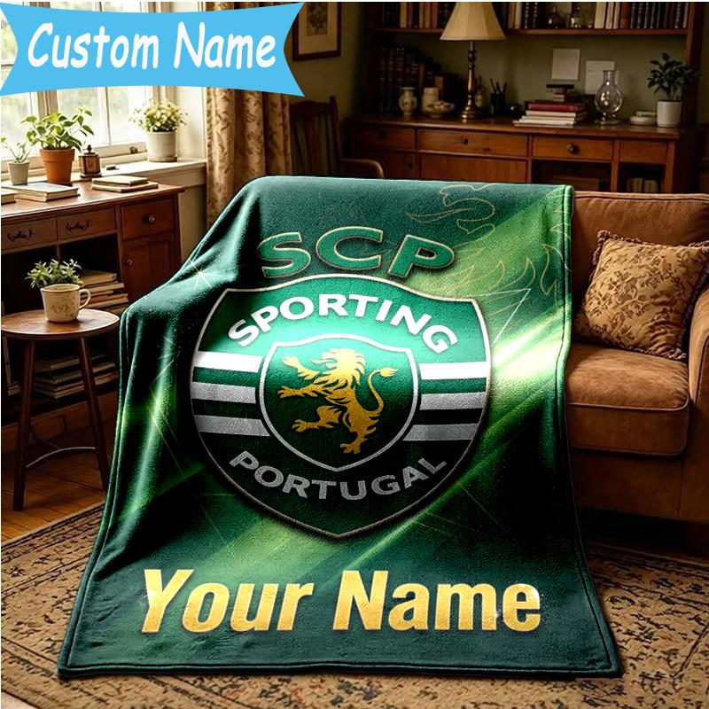 Custom Name Clube de Portugal Blanket Flannel Blanket for Camping, Hiking, Garden Parties, Picnic Essentials,gift for family and friend
