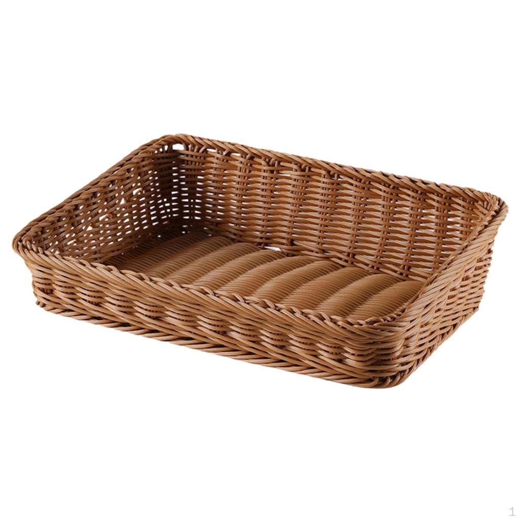 Bread Basket Fruit Storage Meal Imitation Rattan Serving Tray for Living
