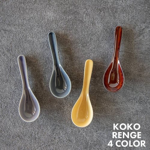 TAMAKI Coco Renge Blue Spoon, 15.7x5x3.3cm, Lotus Flower Design, Ceramic, Microwave and Dishwasher Safe, T-957448