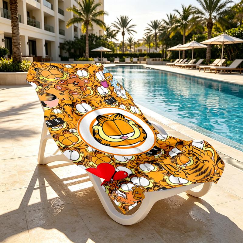 Garfield Print Beach Towel Design, Soft, Lightweight. for Home Bathroom, Spa, Pool, Yoga, Surfing, Camping, Gift for Family, Friend