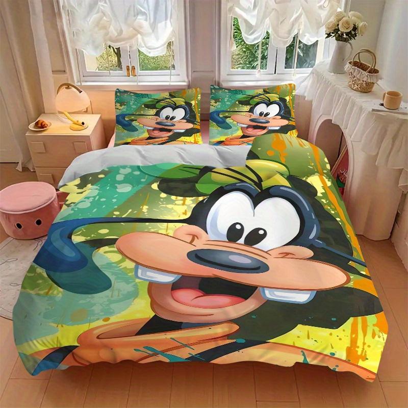 3pcs Disney Happy Goofy Bedding Set, Including 1 Quilt Cover and 2 Pillow Shams, Without Filling, Soft and Comfortable Home Bedroom Fabric, Fashi
