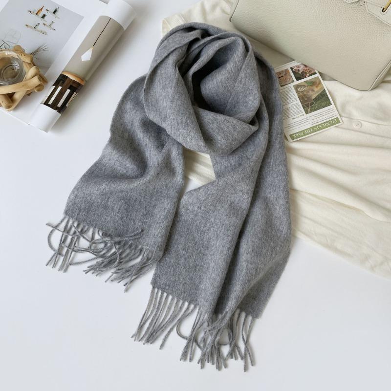Women S Thick Warm Wool Scarf With Printed Logo For Winter Fashion