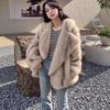 Women's Loose Comfortable Mid-length Faux Fur Coat Fashion Versatile Large Lapel Fluffy Fur Jacket