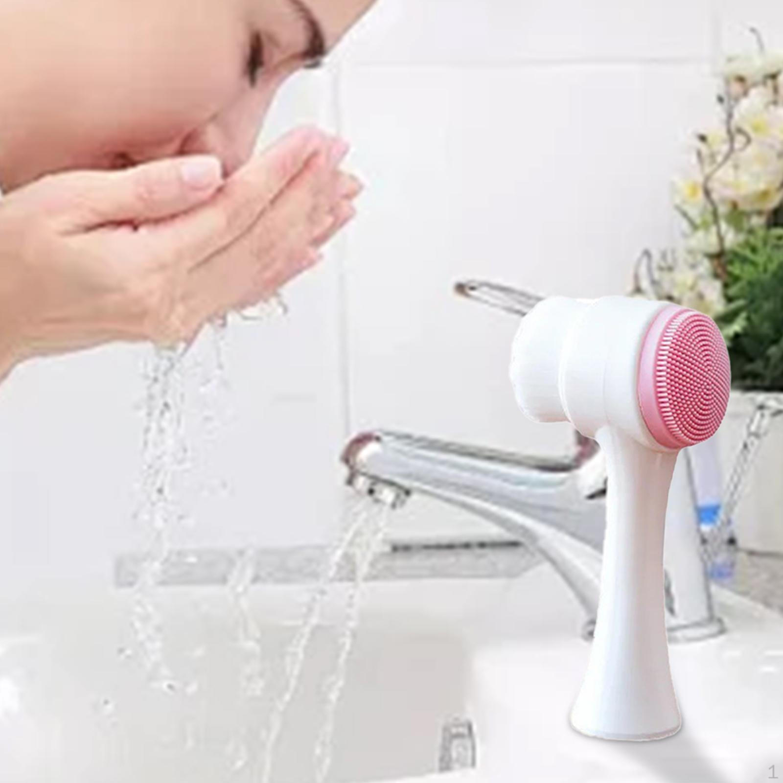 

силиконовая щеточка для очищения лица - двухсторонний массаж для розовый