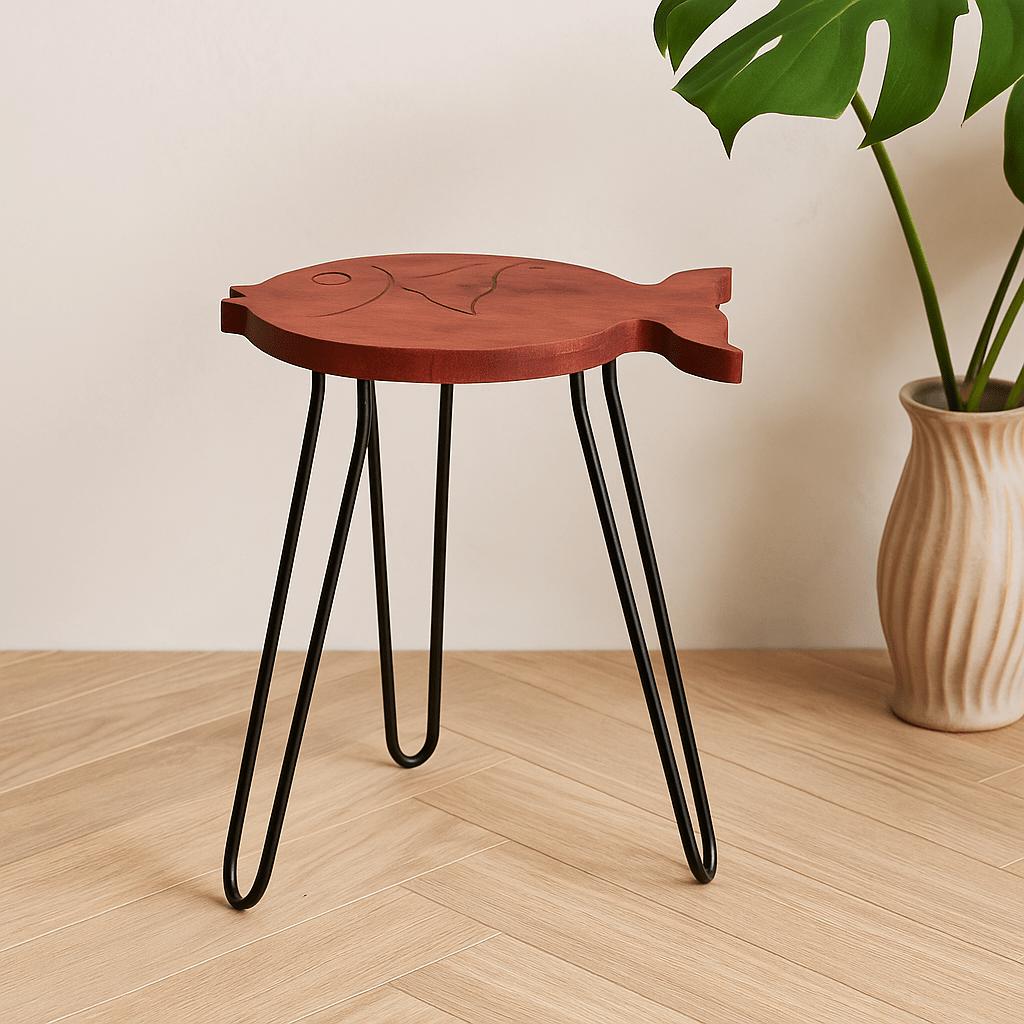 Fish Stand Albasia Wood Terracotta