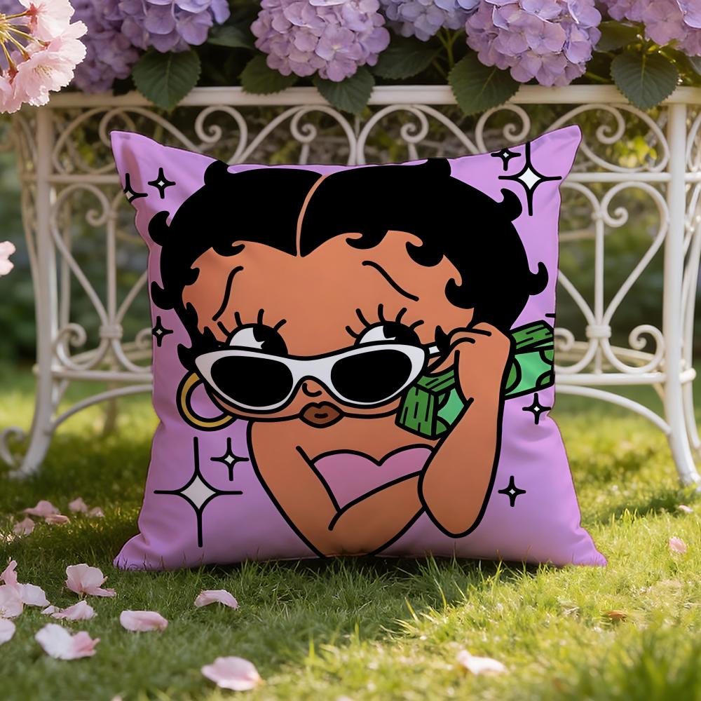 Cute B-Betty B-Boop Cushion Cover Home & Car Dual-Scene Pillow Cover: Reversible for Premium Comfort
