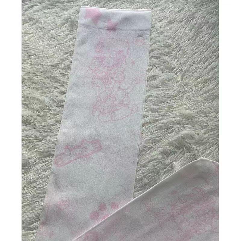 Velvet Printed Over-the-Knee Y2K Japanese Otaku Soft Girl Harajuku Long Socks