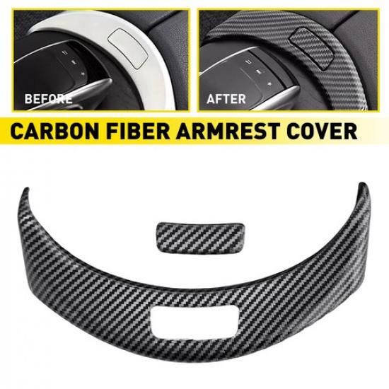Carbon Fiber Center Armrest Box Cover Button Trim For Benz C GLC Class 2015-