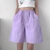 Women's Pink Quick-Dry High Waist Cargo Shorts - Loose, Lightweight, Wide-Leg Summer Sports Pants.