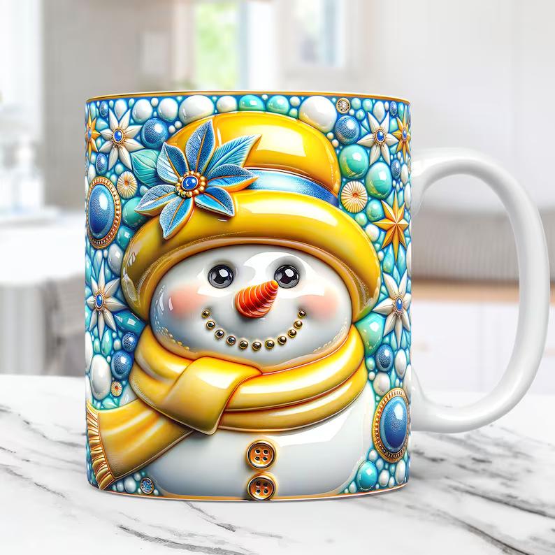 3D Christmas Christmas Ceramic Coffee Mug Xmas Gift Tea Cup Snowman New