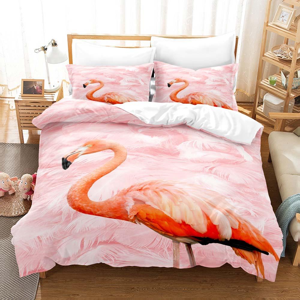 Tropical Plant Kit 3D Digital Printing Quilt Cover Flower Green Leaf Bedding Three-Piece Set