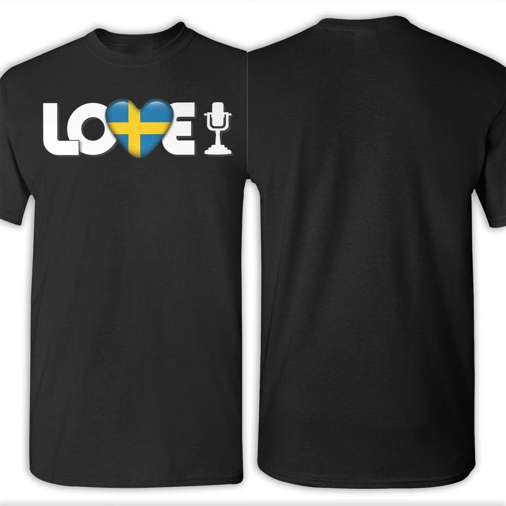 Love Sweden Eurovision Song Contest T-Shirts for Men  Fashion Cotton Tee Shirt O Neck Short Sleeve T Shirts Graphic Printed Tops