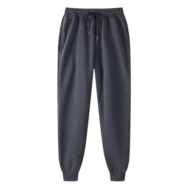 Unisex Warm Fleece Sweatpants - Plus Size, Solid Color, Casual Fitness Running Trousers