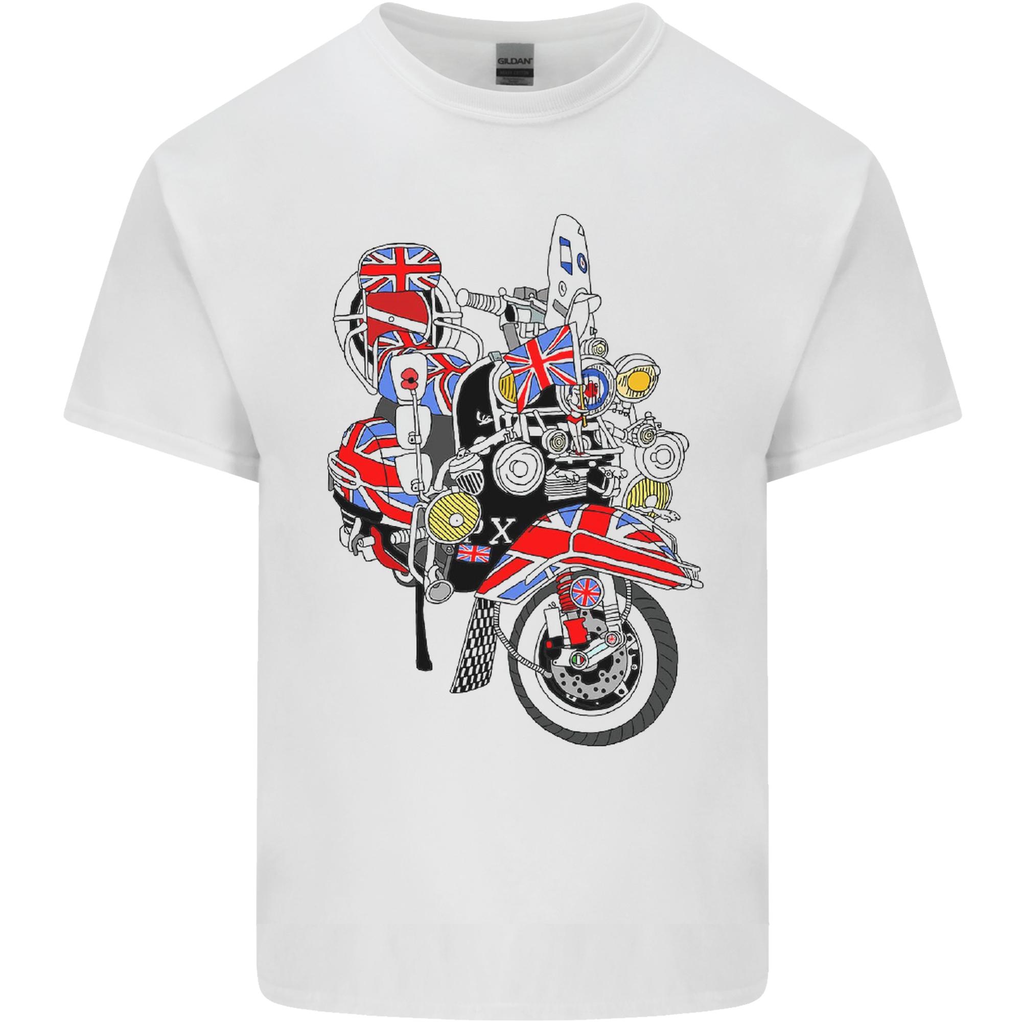 Union Jack Mod Scooter British Flag Bike Unisexs Light Cotton Tshirt S